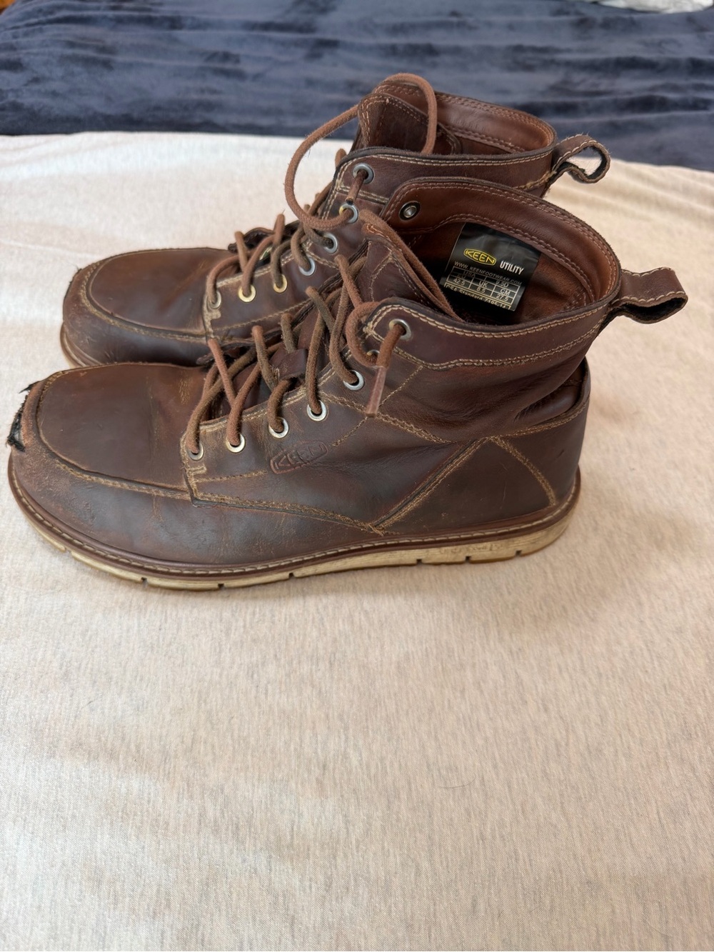 Keen Men’s Brown Leather Lace-Up Work Boots - Picture 5 of 9